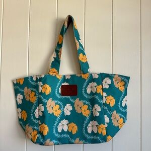 Fighting Eel Blue and Yellow Floral Tote Bag new